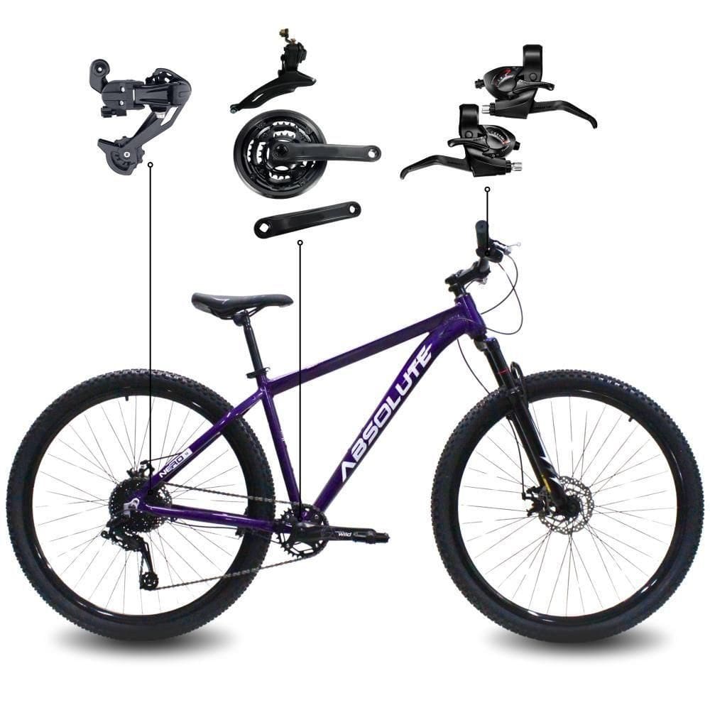 Bicicleta Aro 29 Absolute 21 Marchas Quadro Alumínio Freio A Disco Mtb - Roxo - 17 Roxo