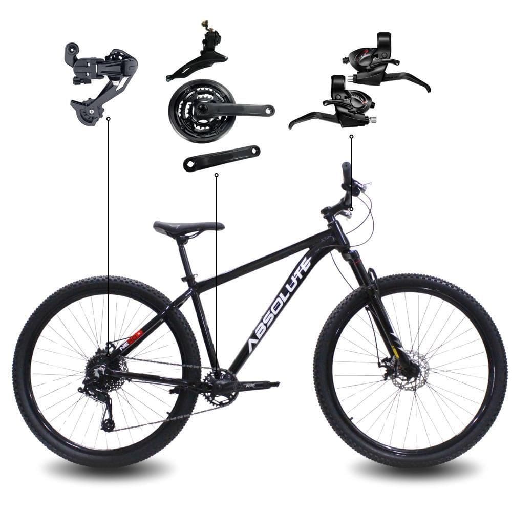 Bicicleta Aro 29 Absolute 21 Marchas Quadro Alumínio Freio A Disco Mtb - Preto - 15 Preto