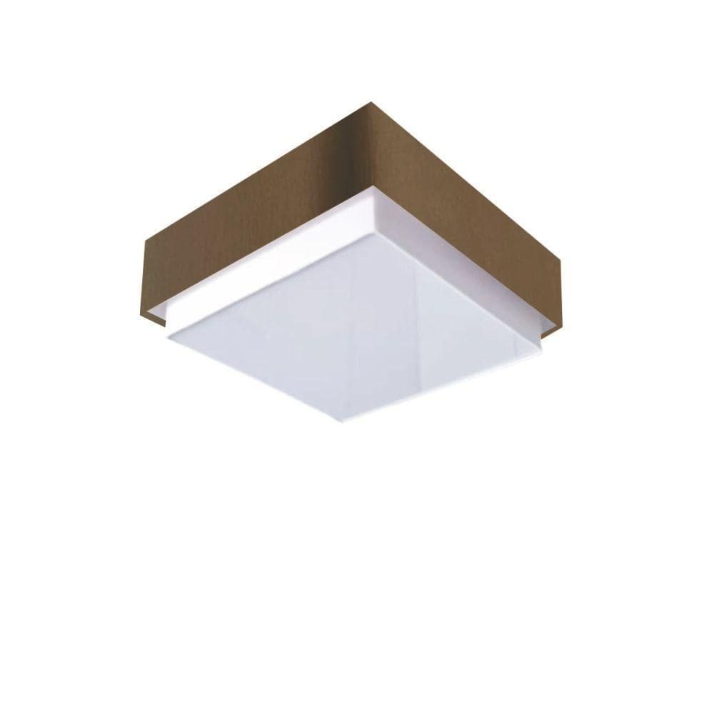 Plafon Quadrado Vivare Md-3089 Cúpula Em Tecido 40x40cm - Bivolt Café 127/220v