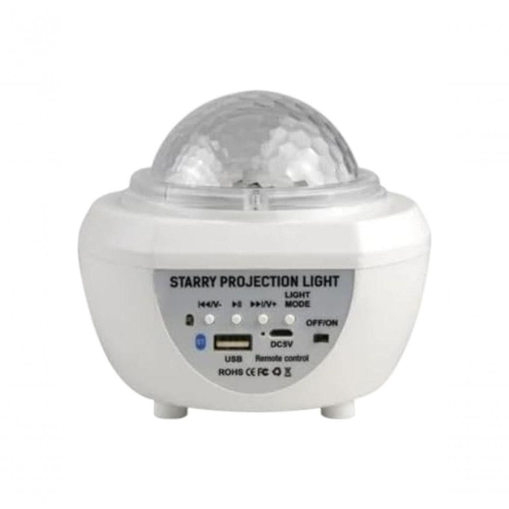 Luminaria Pojeção De Estrelas Universo Caixa De Som Bluetooth Branco