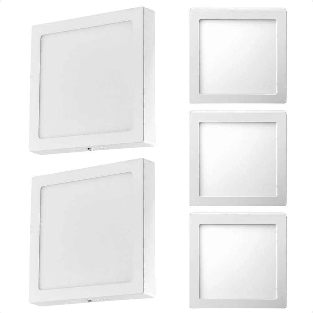 Kit 5 Painel de Led Quadrado Sobrepor 12W Bivolt Taschibra 6500K Frio