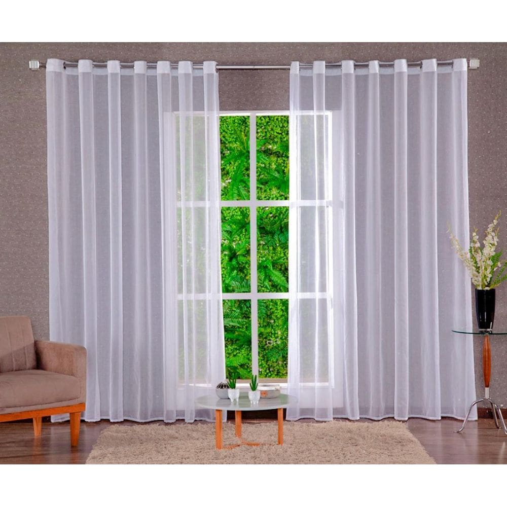 Cortina Transparente Voal Voil Liso 3,00X2,80 Sala E Quarto