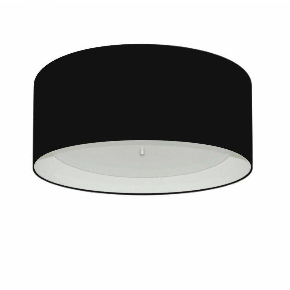 Plafon Cilíndrico Md-3161 Cúpula Em Duplo Tecido 50x25cm Preto / Branco - Bivolt