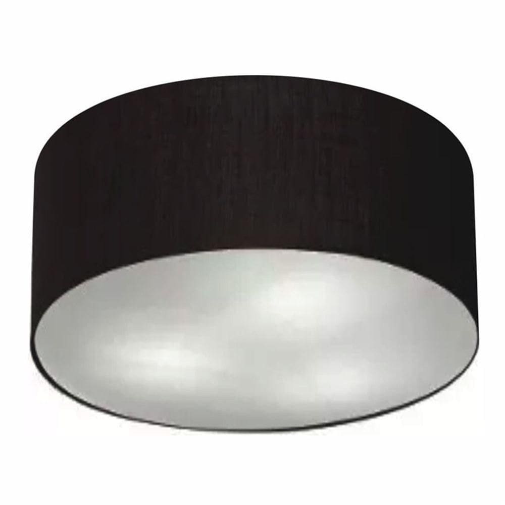 Plafon Cilíndrico Md-3055 Cúpula Em Tecido 80x21cm Preto - Bivolt