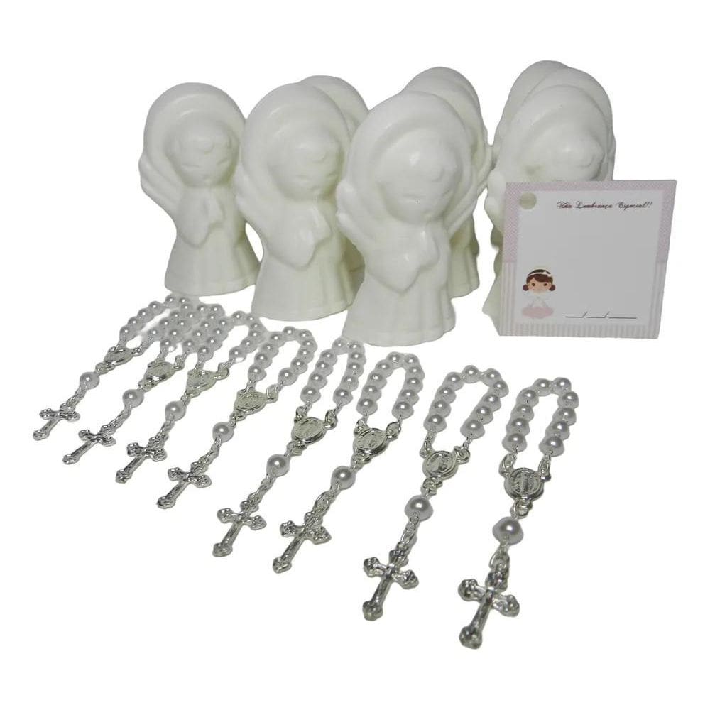 Kit 10 Lembrancinhas Batizado Sabonetes De Anjo Com Terço