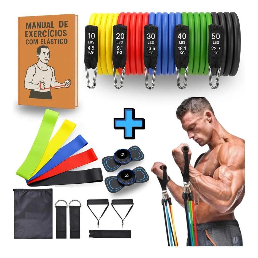 Kit 18 Itens Treino Em Casa Academia Fisioterapia Extensor F