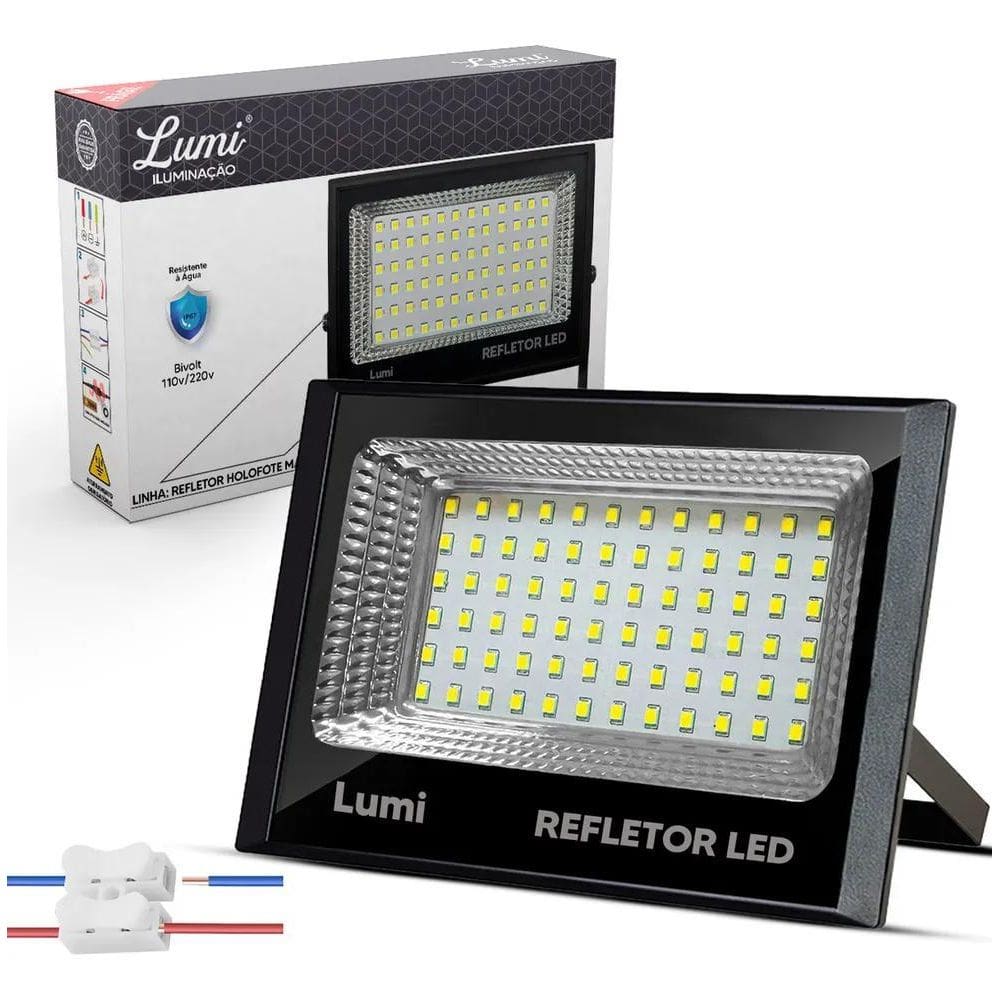 Holofote Refletor Super Forte Led 100W Prova D`Água Cor Da L