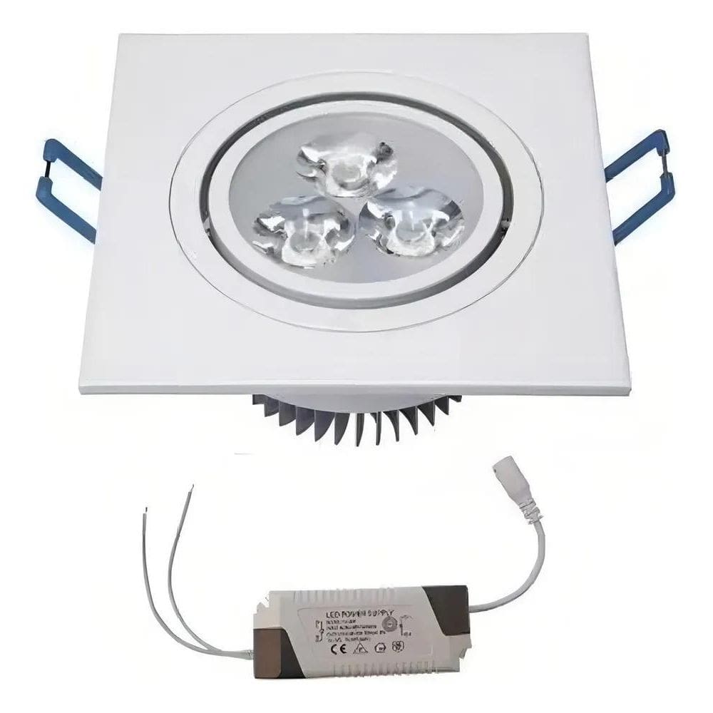 Lâmpada Led 3W Spot Quadrado Embutir Branco Frio