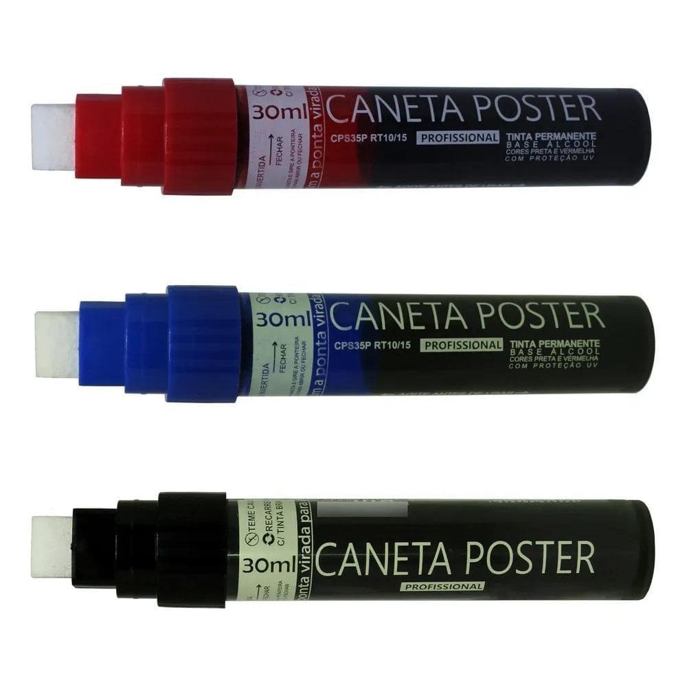 Caneta Poster Permanente U.V. Recarregável 10X15Mm -Brasinks