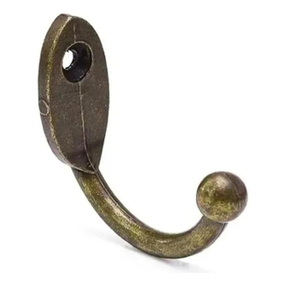 Cabide De Parede Gancho Pequeno Antique Ouro Velho - 10 Und