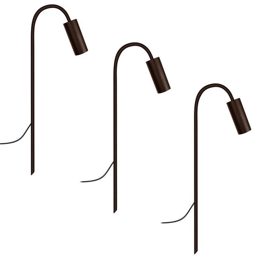 Kit 3 Luminárias Balizador Chão Jardim Escada Marrom 50Cm