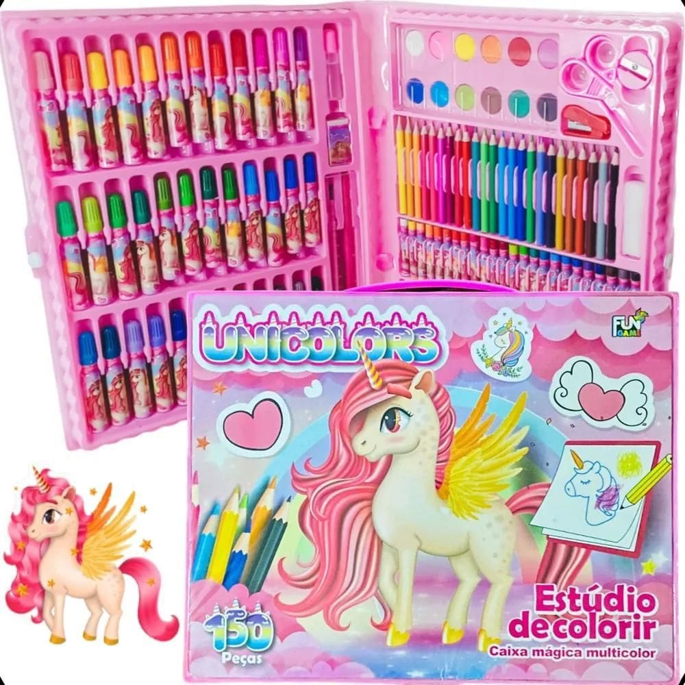 Kit Escolar Menina Maleta Escolar Mundo Dos Unicórnios De Pi