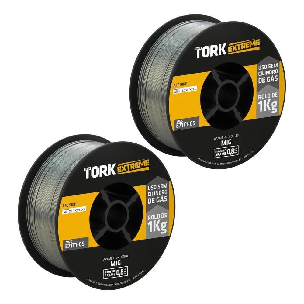 Arame Para Solda Mig Uso Sem Gás 0.8Mm - Kit 2 Rolos De 1 Kg