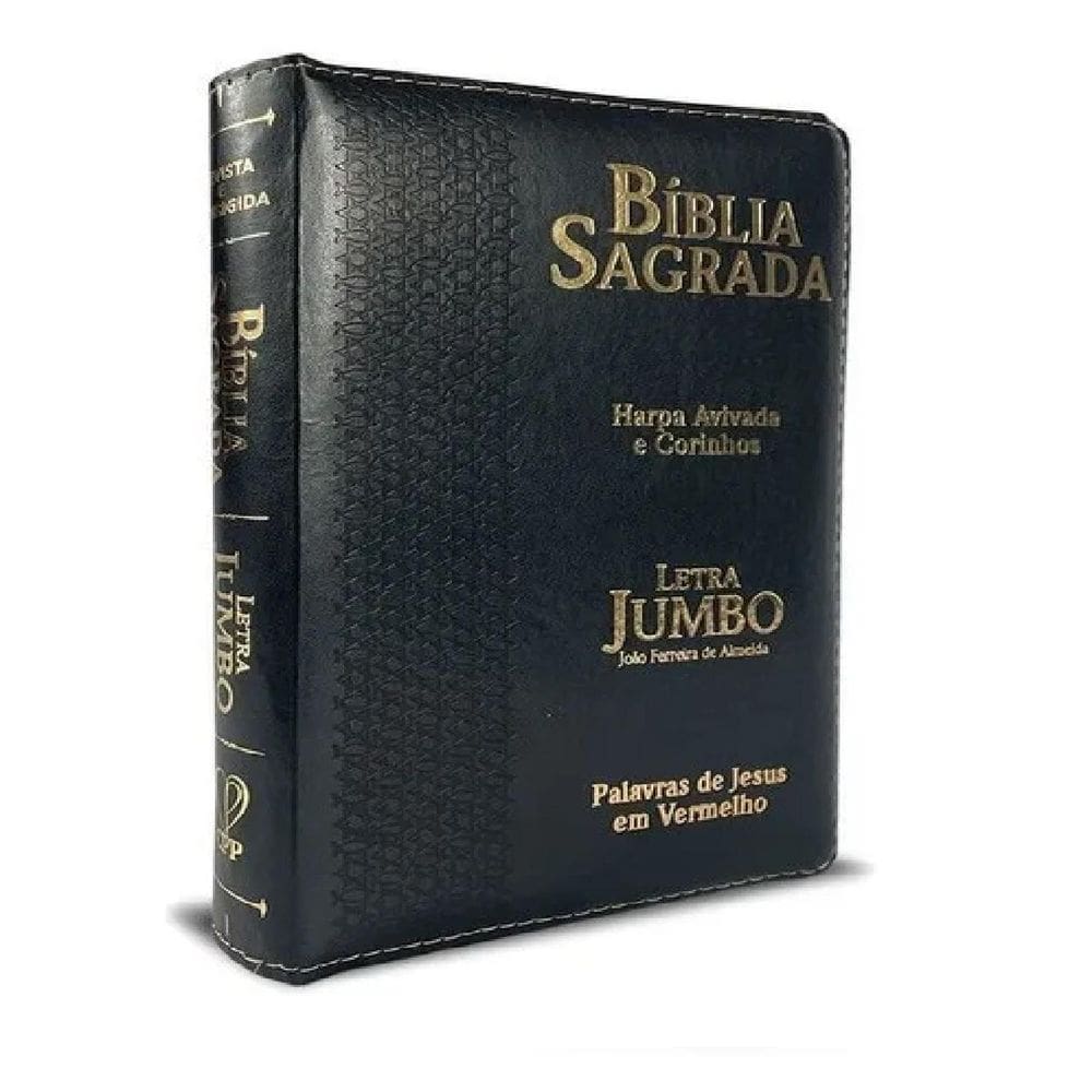 Bíblia Sagrada Letra Jumbo + Harpa - Preta - Com Zíper