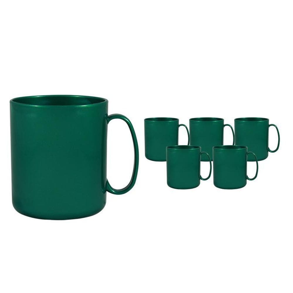 Kit 6 Canecas Redonda Verde 400Ml Plástico Premium