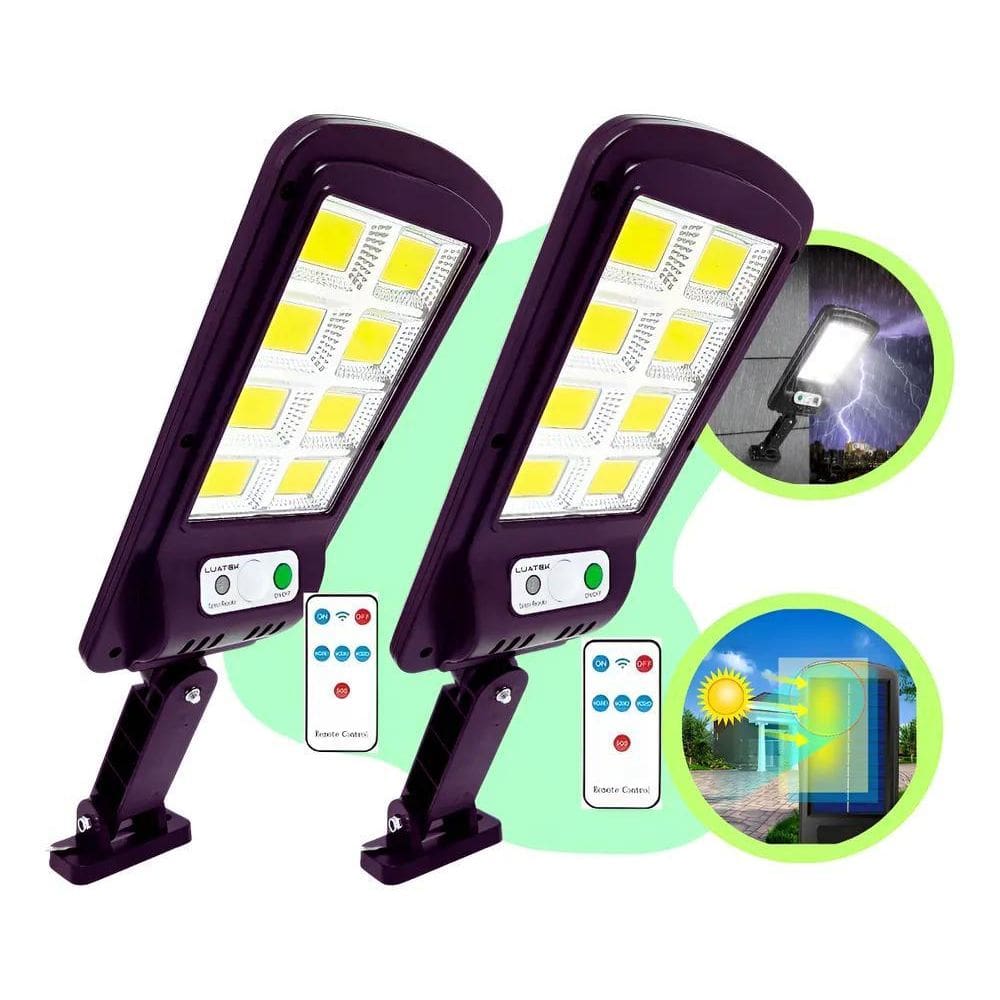 Kit 2 Refletor Iluminação Solar 400W Holofote Cob 160 Sensor