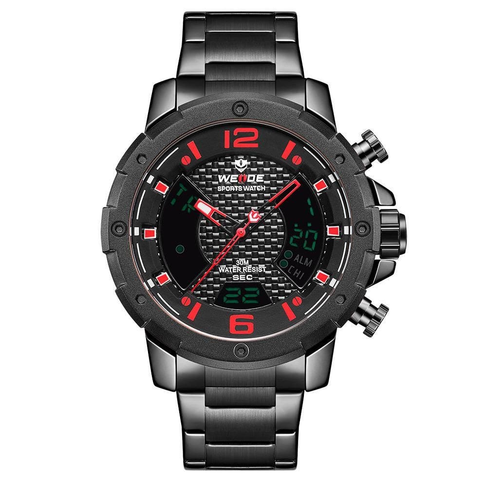 Relógio Masculino Weide Anadigi Wh8504B - Preto E Vermelho