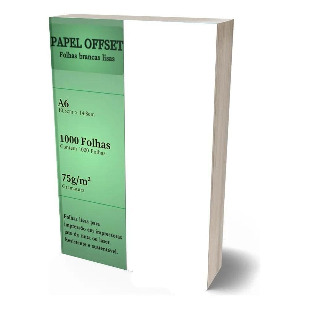 Papel Offset A6 Branco 1000 Folhas 75G Bestgraph