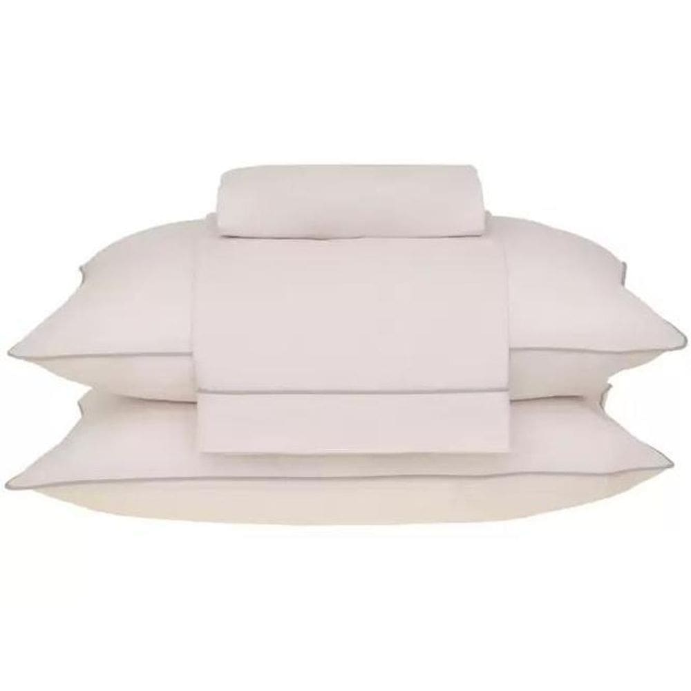 Jogo De Cama Basic Percalle Bege King 1,93X2,03X40