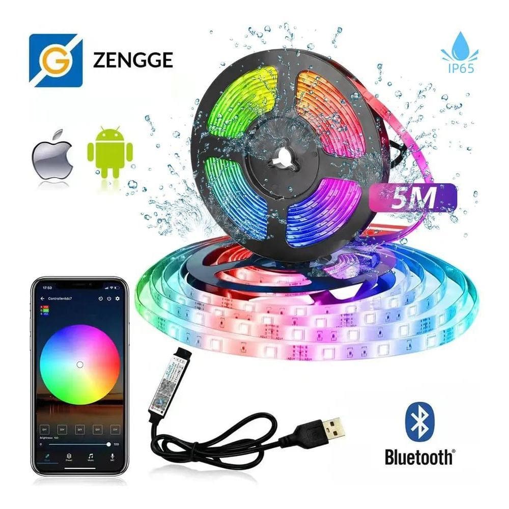 Alusp Fita Led 5050 Rgb 16Cores Bluetooth Controlador App Ip