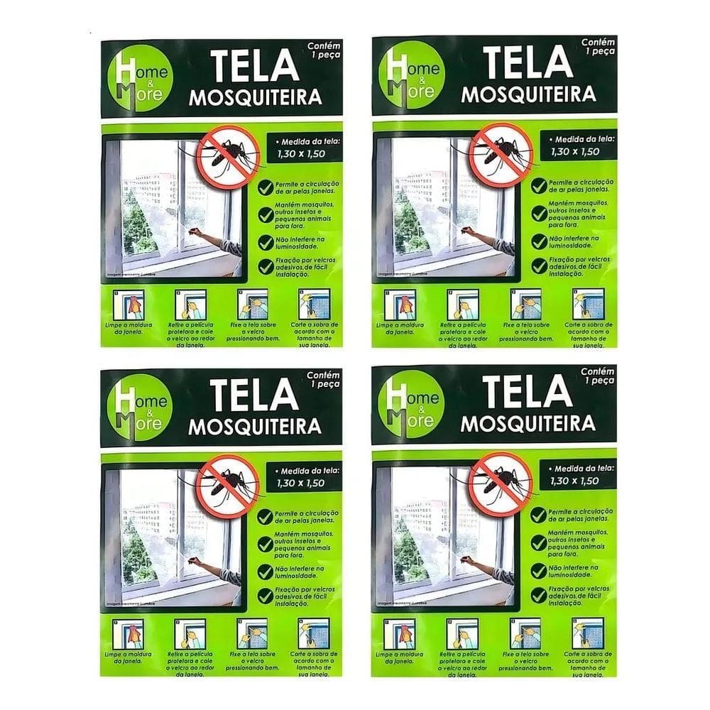 Kit 4 Telas Mosquiteiras Janela Anti-Inseto Mosquito 150X180