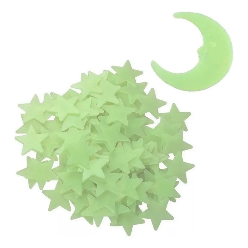 100 Estrelas Fluorescentes Neon Brilha No Escuro Teto E Pare