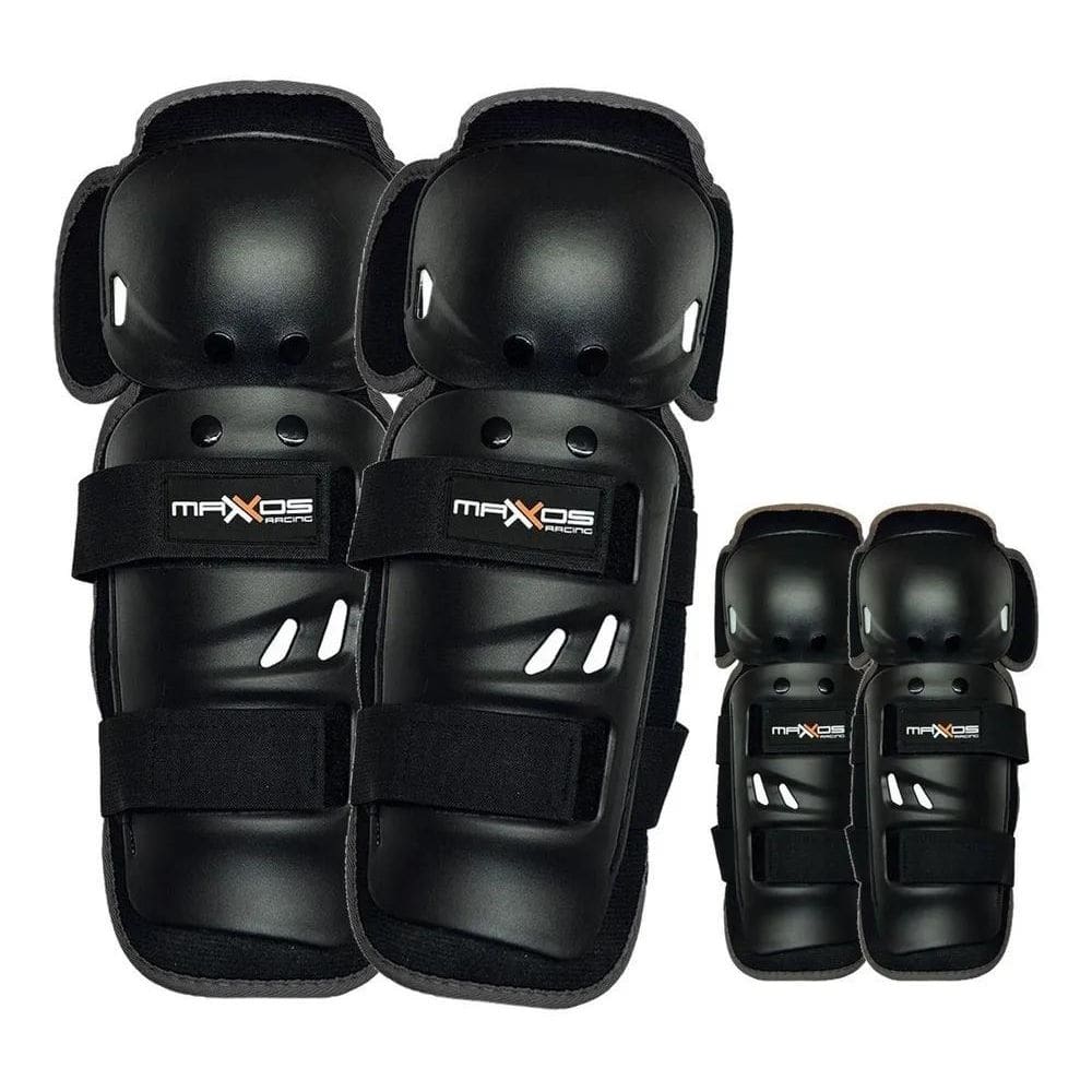 Kit Joelheira Cotoveleira Mx Preta Mattos Racing Trilha Moto