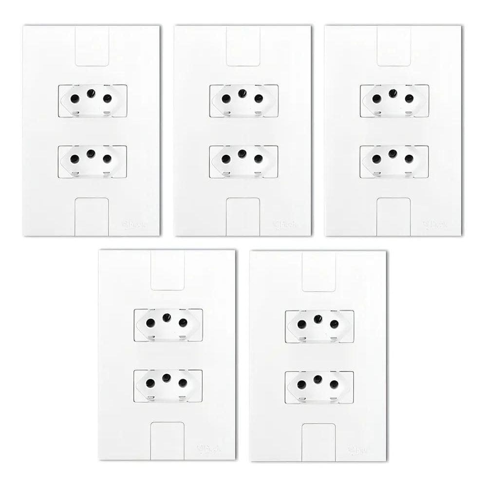 5X Kit 5 Tomadas Dupla 20A Pluzie Modular Caprice Cor Branco