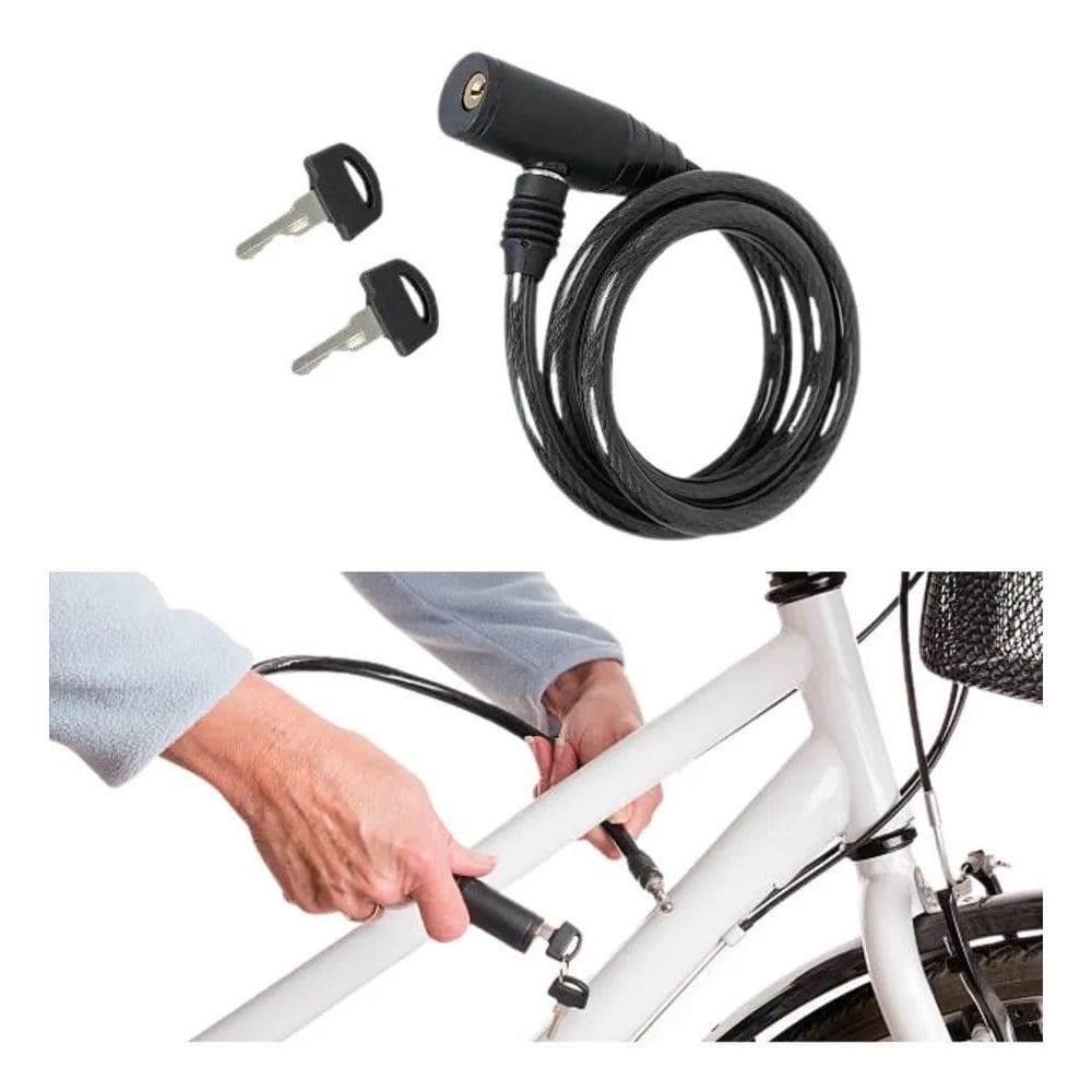 Corrente Cadeado Trava Bicicleta Chave Aço Bike Moto Estepe