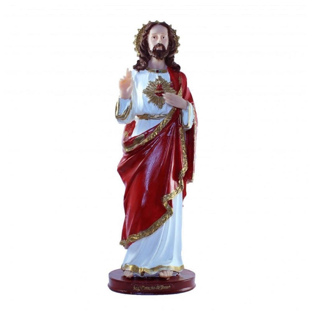Escultura Sagrado Coração De Jesus 31 Cm Em Resina