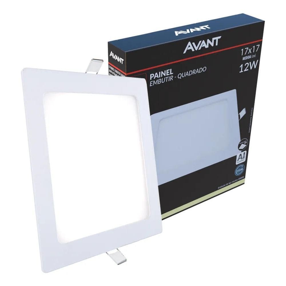 Painel Led Alu 12W 4000K Emb. Quadrado 110V/220V 17Cm Avant