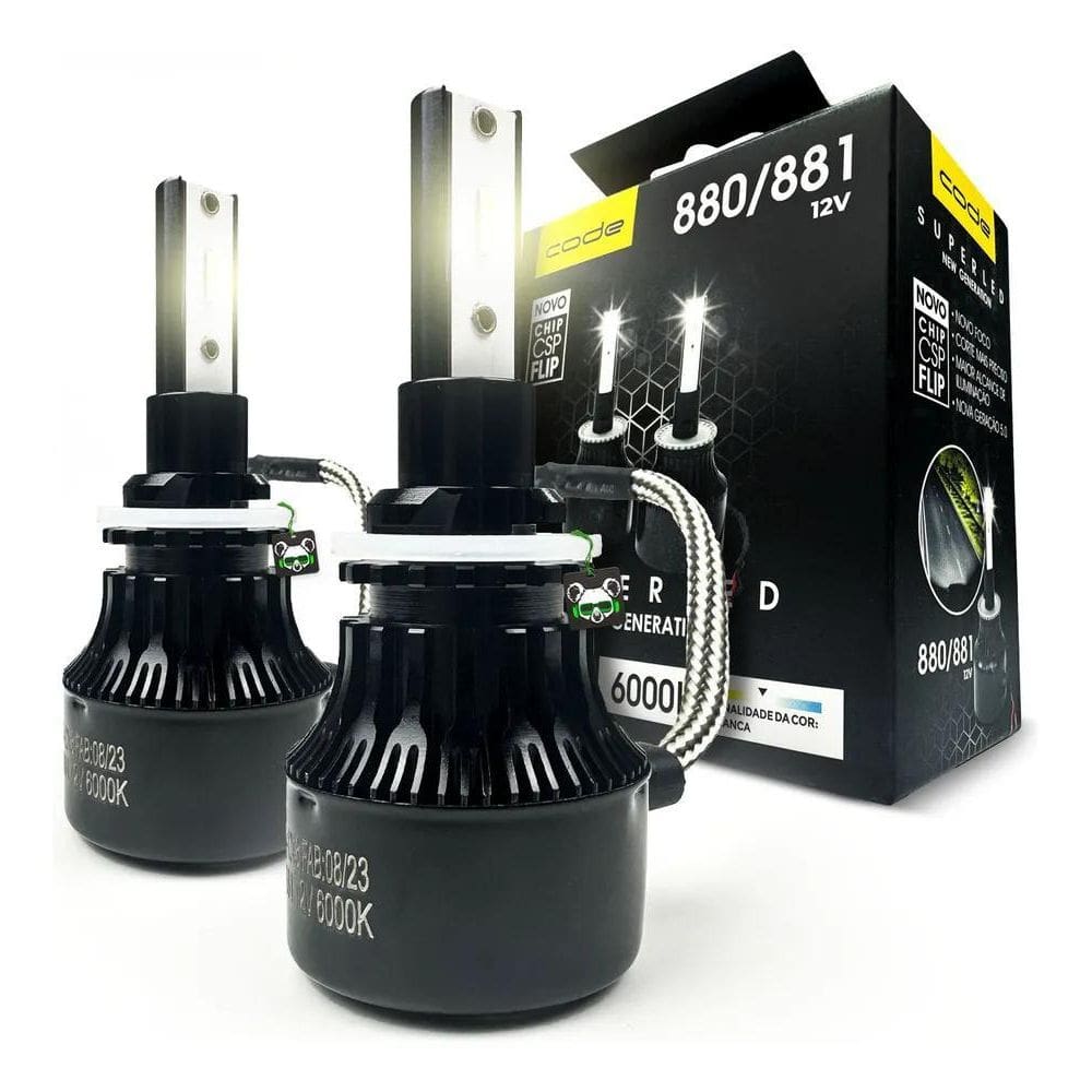 Par Lâmpada Super Led New Csp Flip 3200L 6000K H8 H9 H27