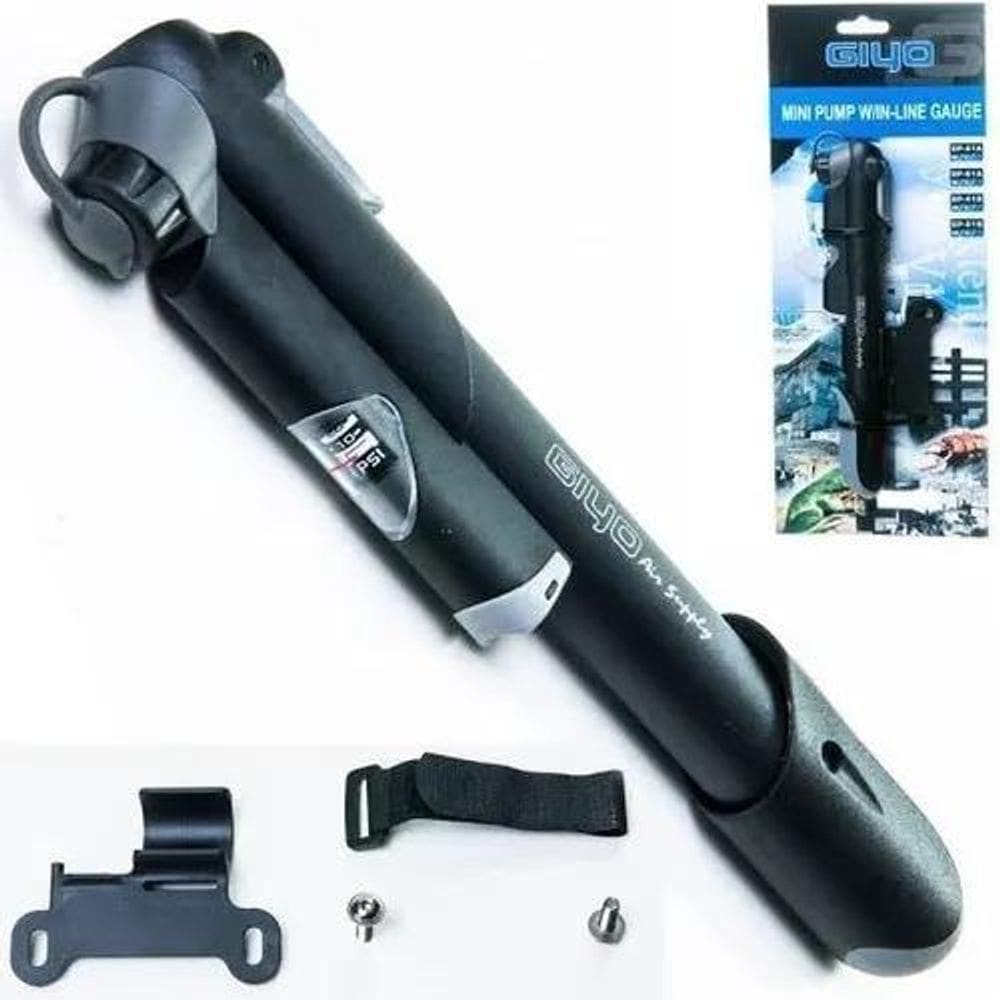 Bomba De Ar Bicicleta Mini Pump Giyo Gp61 Com Manômetro Bike