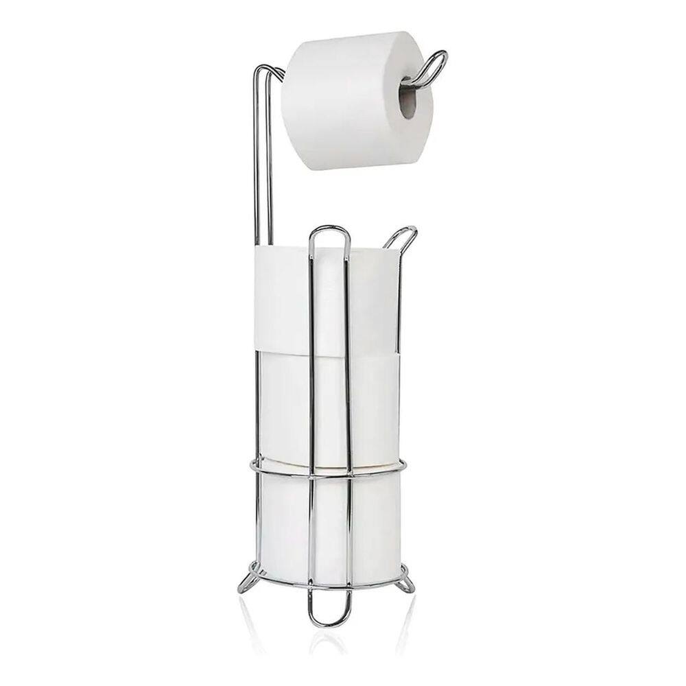 Suporte Porta Papel Higiênico Papeleira Chão 4 Rolos Aço Cor