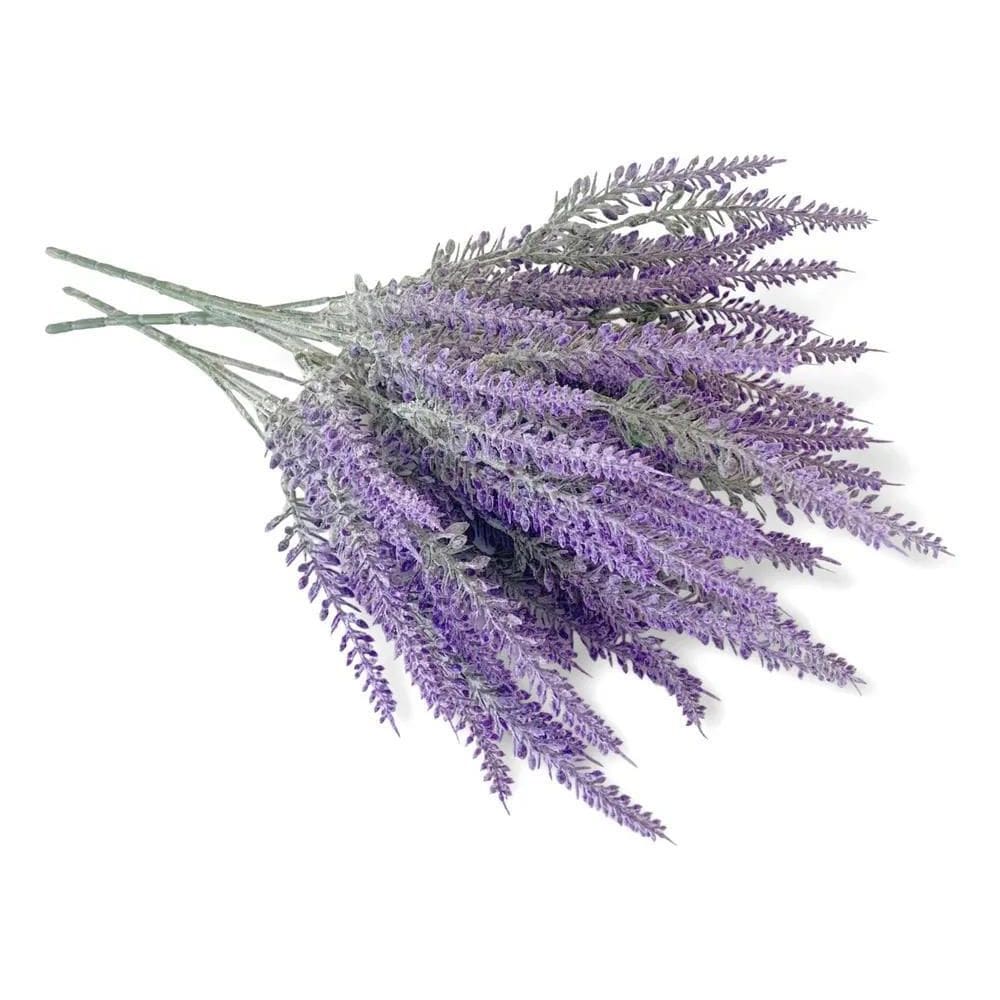 Kit 3 Buquês Lavanda Siliconada Nevada Lilás Toque Real 36Cm