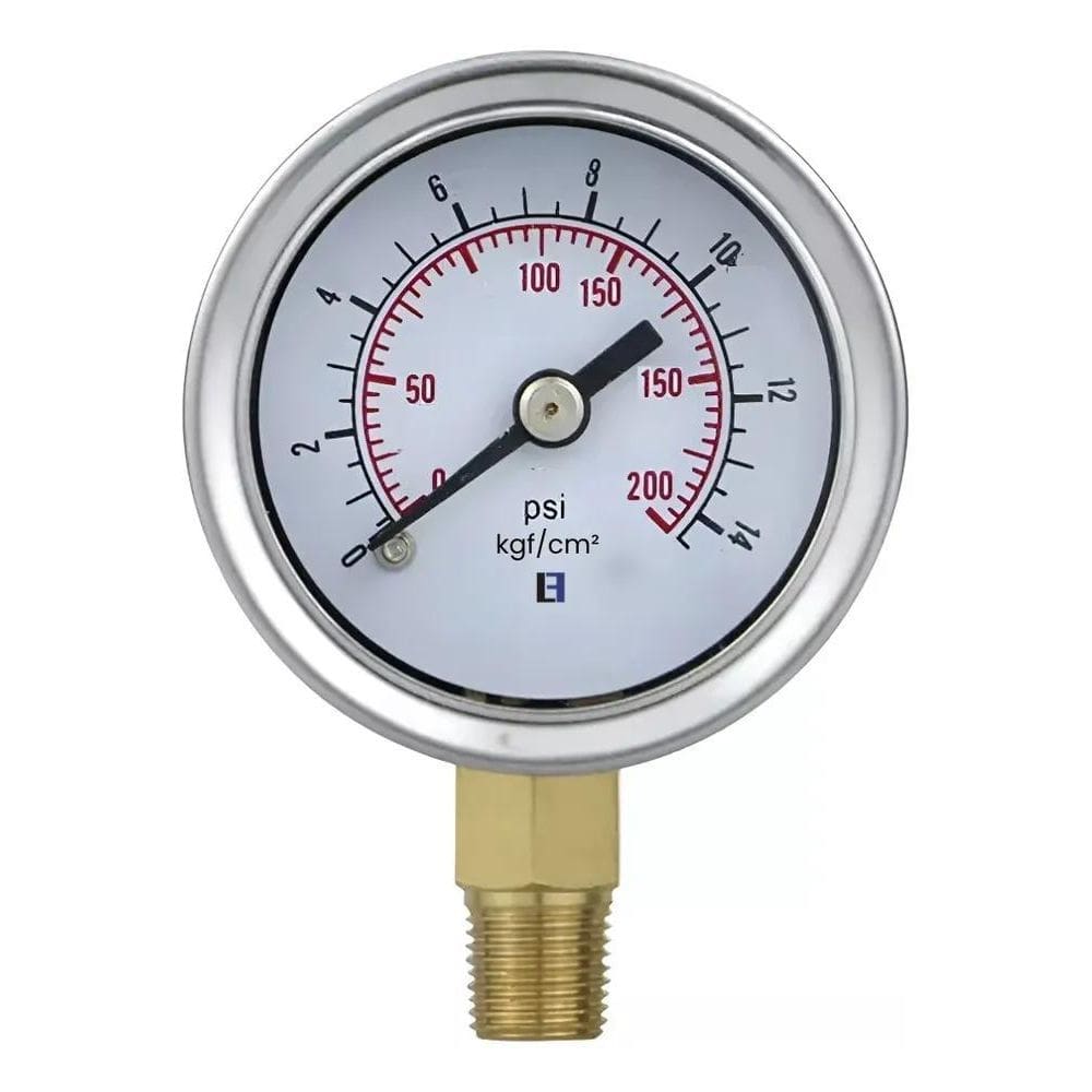 Manômetro De Pressão Com Glicerina 0 A 14 Bar / 0 A 200 Psi