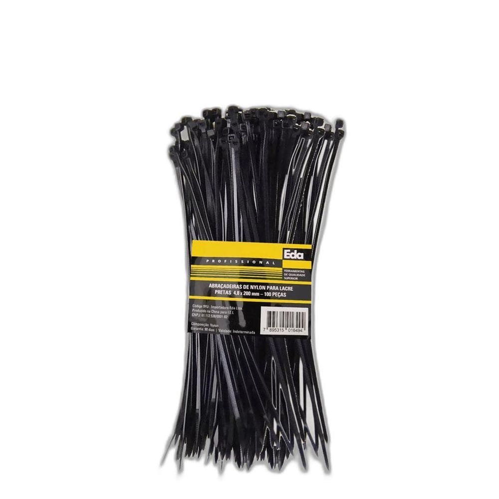 Abraçadeira Nylon 4,8X200Mm C/100 Pcs Preta 9Yu