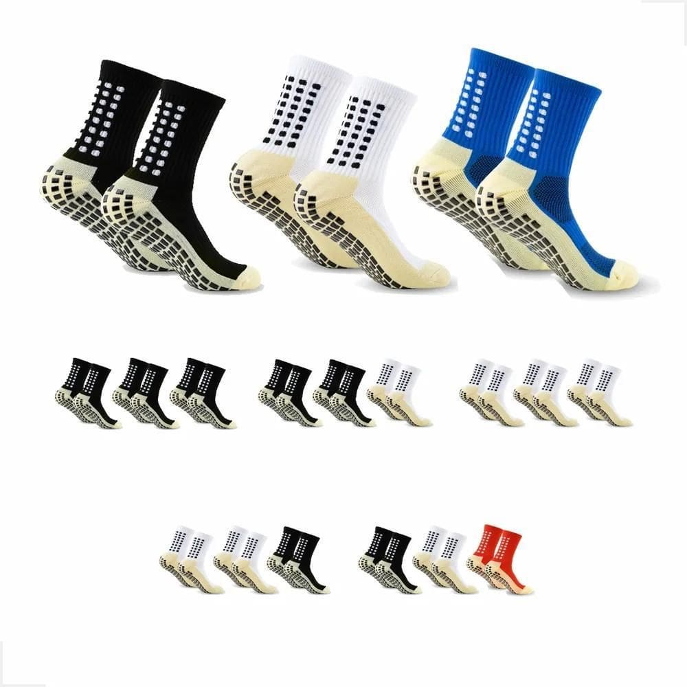 3X Kit 3 Par Meia Antiderrapante Esportiva Futebol Treino Cr