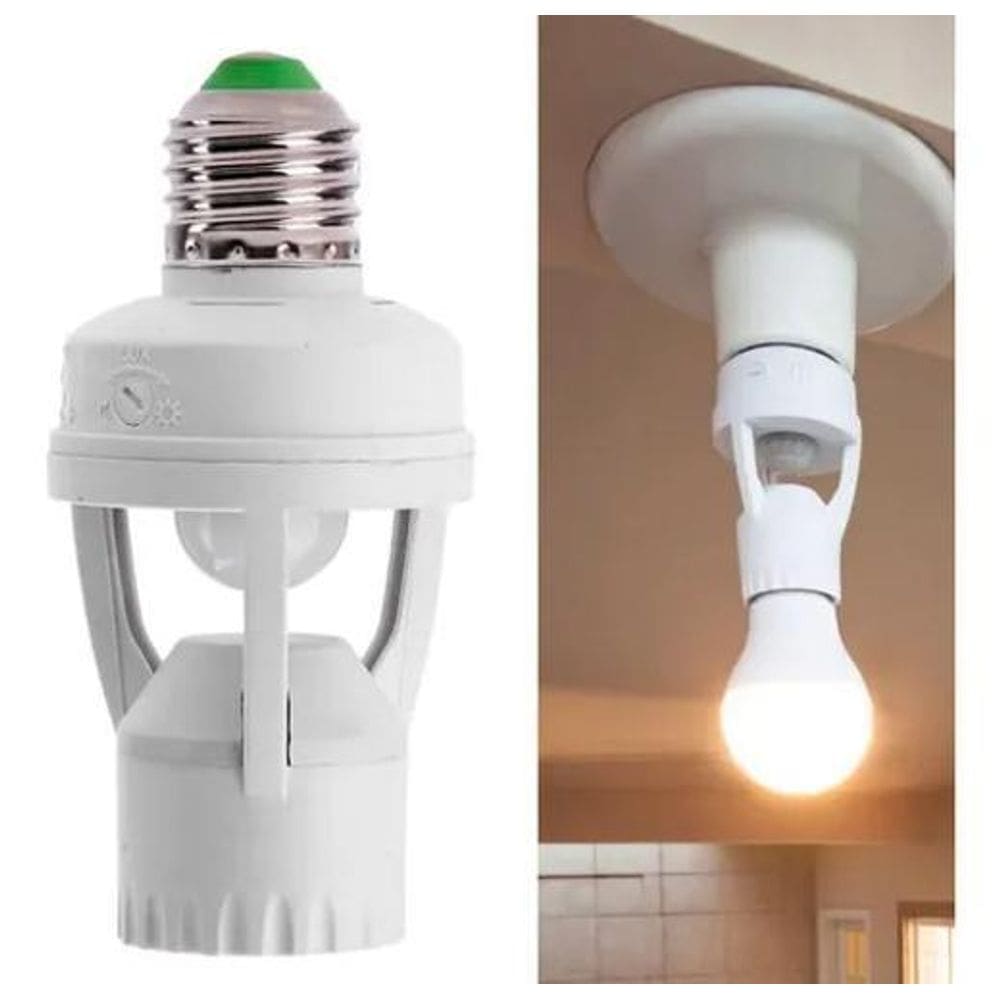 Sensor De Presença Com Fotocélula Soquete Lâmpada Bocal E27