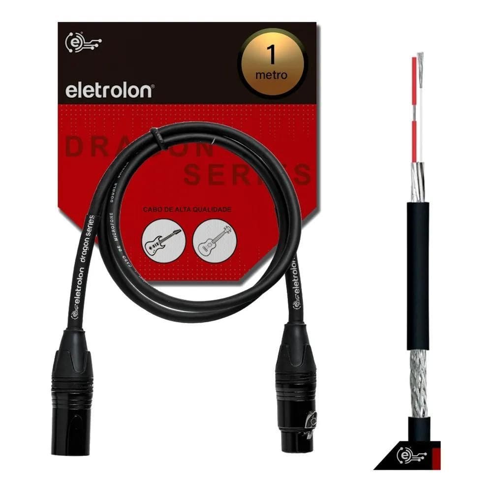 3X Cabo De Microfone Balanceado Xlr Macho Xlr Femea 1M Metro