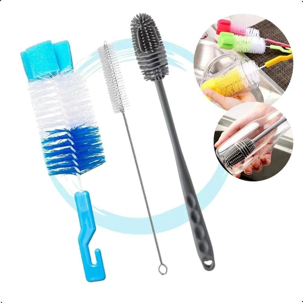 Kit 3 Escova Mamadeira Bucha Limpeza Lava Garrafa Esponja
