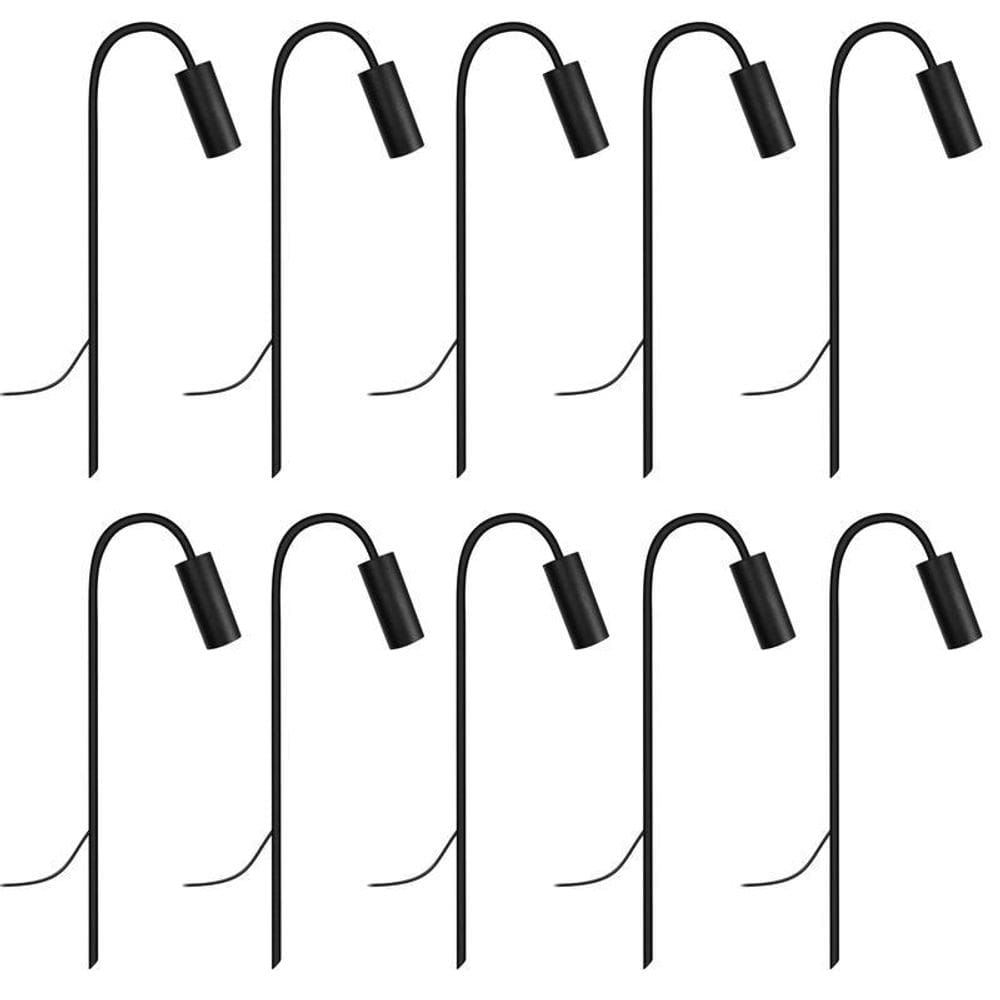 Kit 10 Balizadores Luminária Chão Espeto Jardim Preto 50Cm