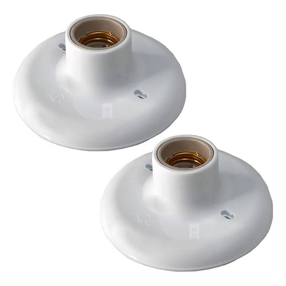 Kit 2 Plafonnier Plafon 100W Bocal Soquete E27 Em Porcelana