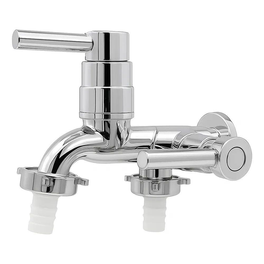 Torneira Abs Duas Saída Máquina De Lavar Cromada Tanque 9029