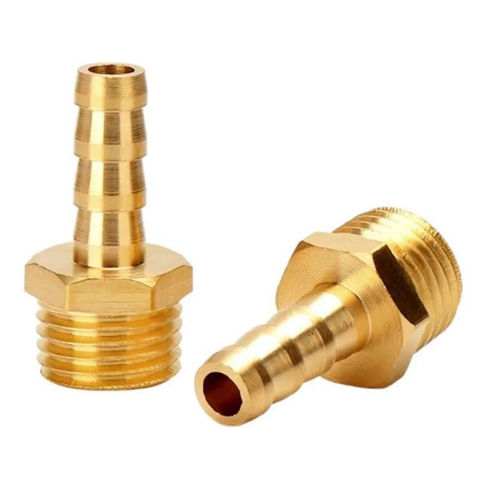 2 Espigão Adaptador Macho Latão Rosca 1/2 Para Mangueira 1/2