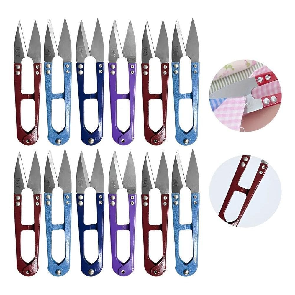 12 Tesouras De Arremate Para Acabamento Corte Linhas Tecidos