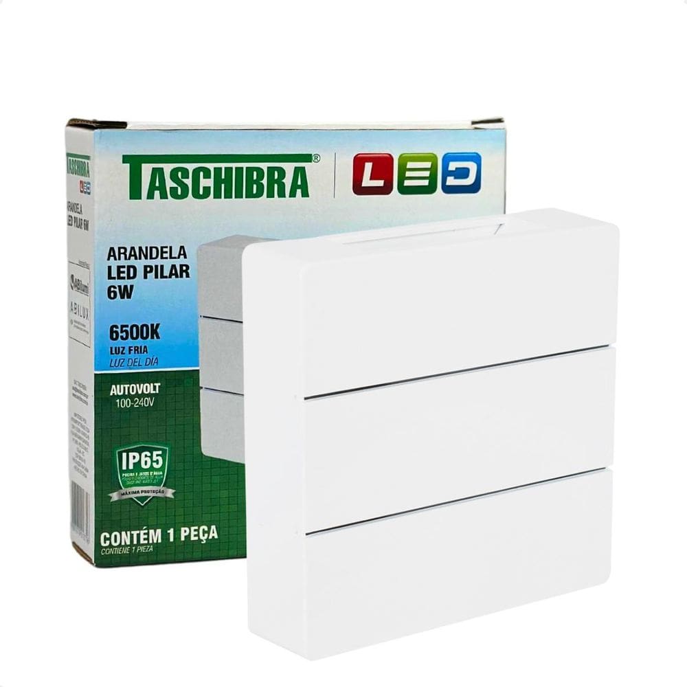 Arandela Led Taschibra Pilar Slim Ip65 6500K Bivolt Branco