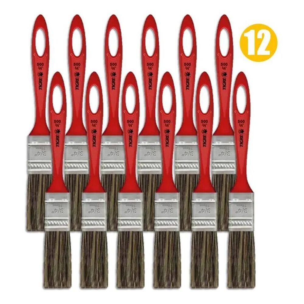 Pincel Trincha Para Pintura Parede Tigre 12 Pç 3/4 Pol