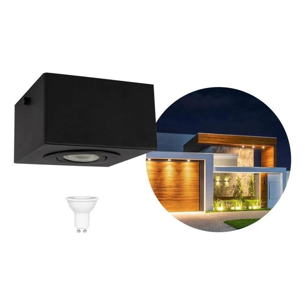 Spot Para Beiral Sobrepor Teto Dicroica Led Incluso Cor Pret