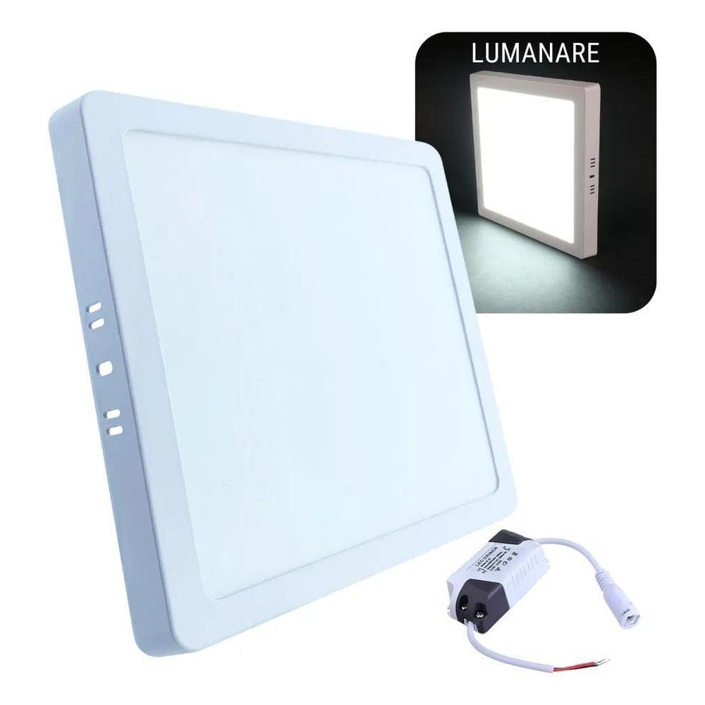 Painel Plafon Sobrepor Led 25W Quadrado 30X30Cm Slim 6500K E